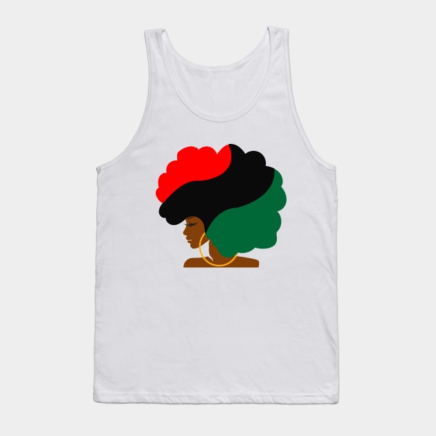 Pan African Flag Afro Girl Tank Top by blackartmattersshop